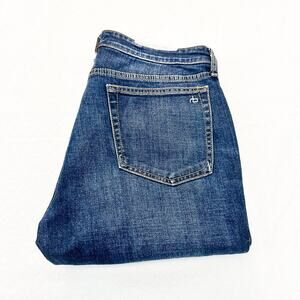 Rag & Bone Dre Low-Rise Slim Boyfriend Denim Jeans Aster Zip Dark Wash Size 28